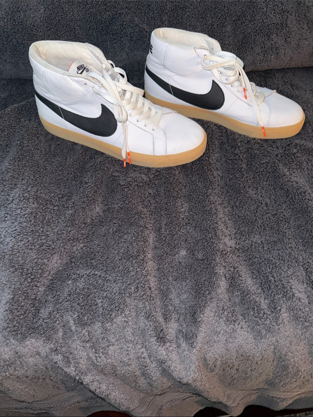 Nike White and Black High-Top Sneakers with Gum Sole